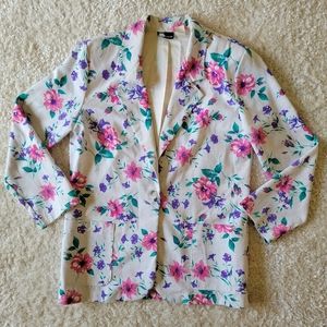 Vintage floral blazer pink purple First Option size medium